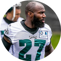 Malcolm Jenkins walking off the football field without a helmet